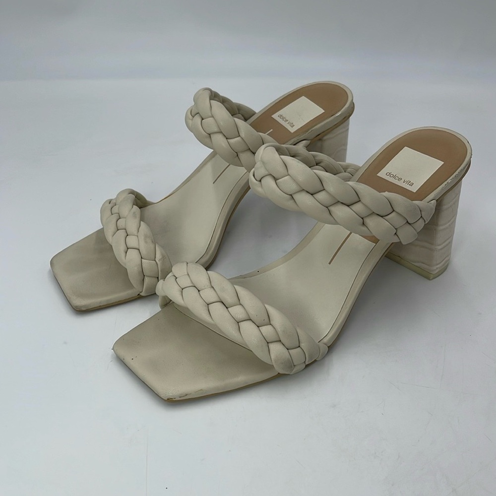 Dolce vita paily block heel ivory sandals  braided